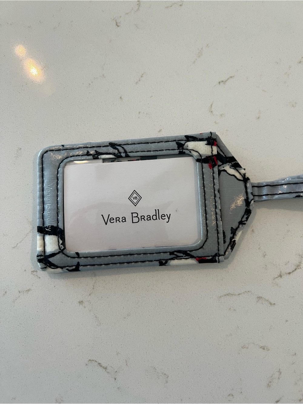 Vera Bradley Playful Penguin Print Luggage Tag with Matching Strap - Gray - Picture 2 of 3